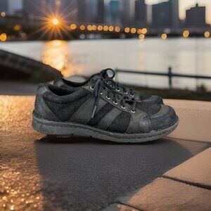 ✅Born Melissa Sneakers Women's Size 7.5 Black Leather Lace Up Comfort Shoes